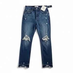 Abercrombie & Fitch Curve Love The Skinny High Rise Distressed Jeans 26 2s Blue